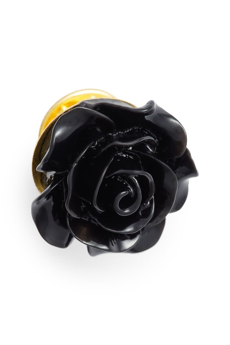 Floral Lapel Pin, Main, color, BLACK