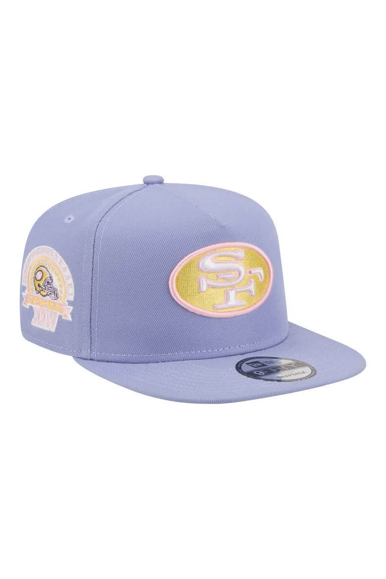 Men's New Era  Lavender San Francisco 49ers Bloom A-Frame 9FIFTY Snapback Hat, Main, color, Lavender