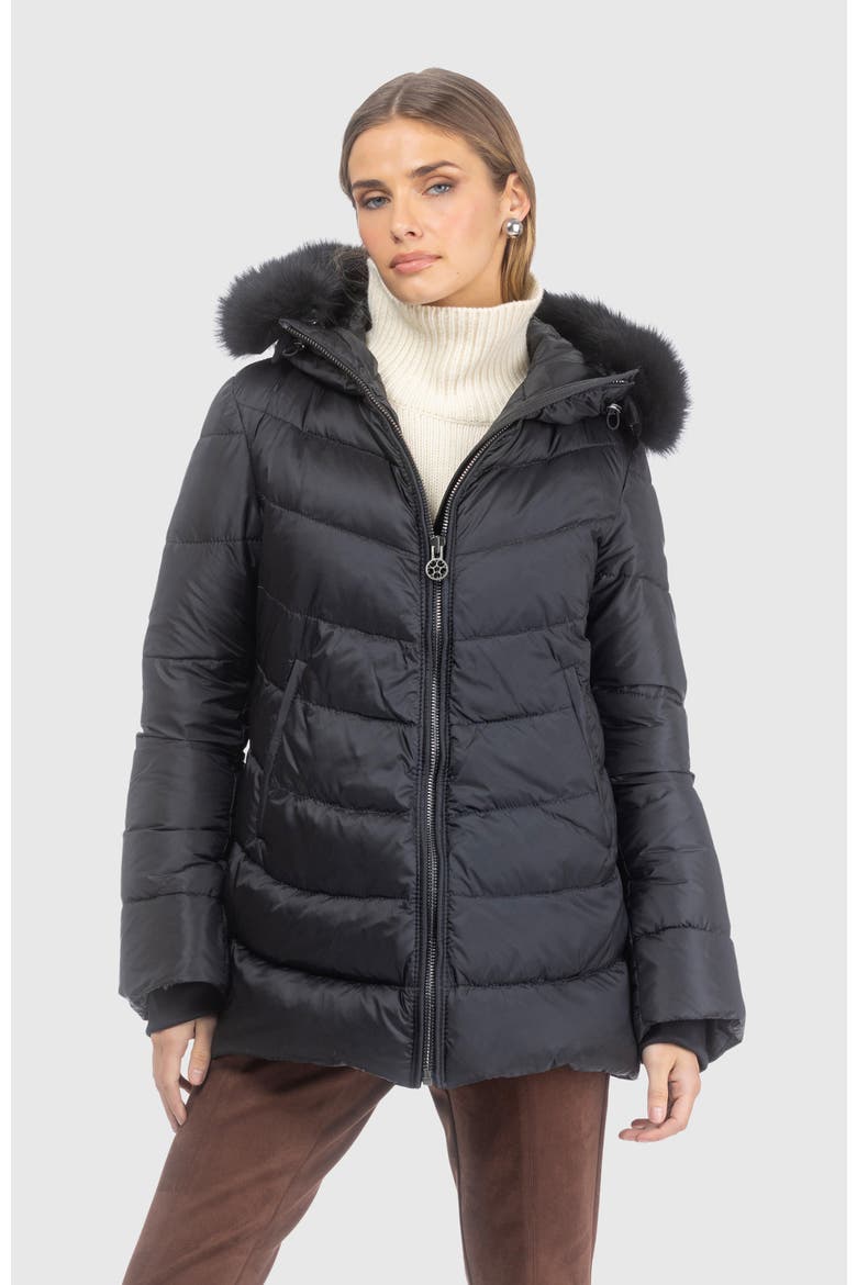 Apres-Ski Jacket With Detachable Hood Trim, Alternate, color, BLACK/BLACK