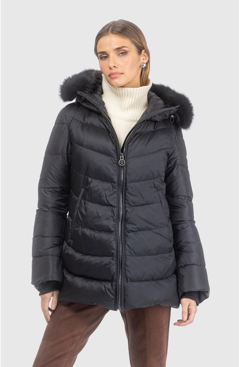 GORSKI Apres-Ski Jacket With Detachable Hood Trim, Alternate, color, Black/Black