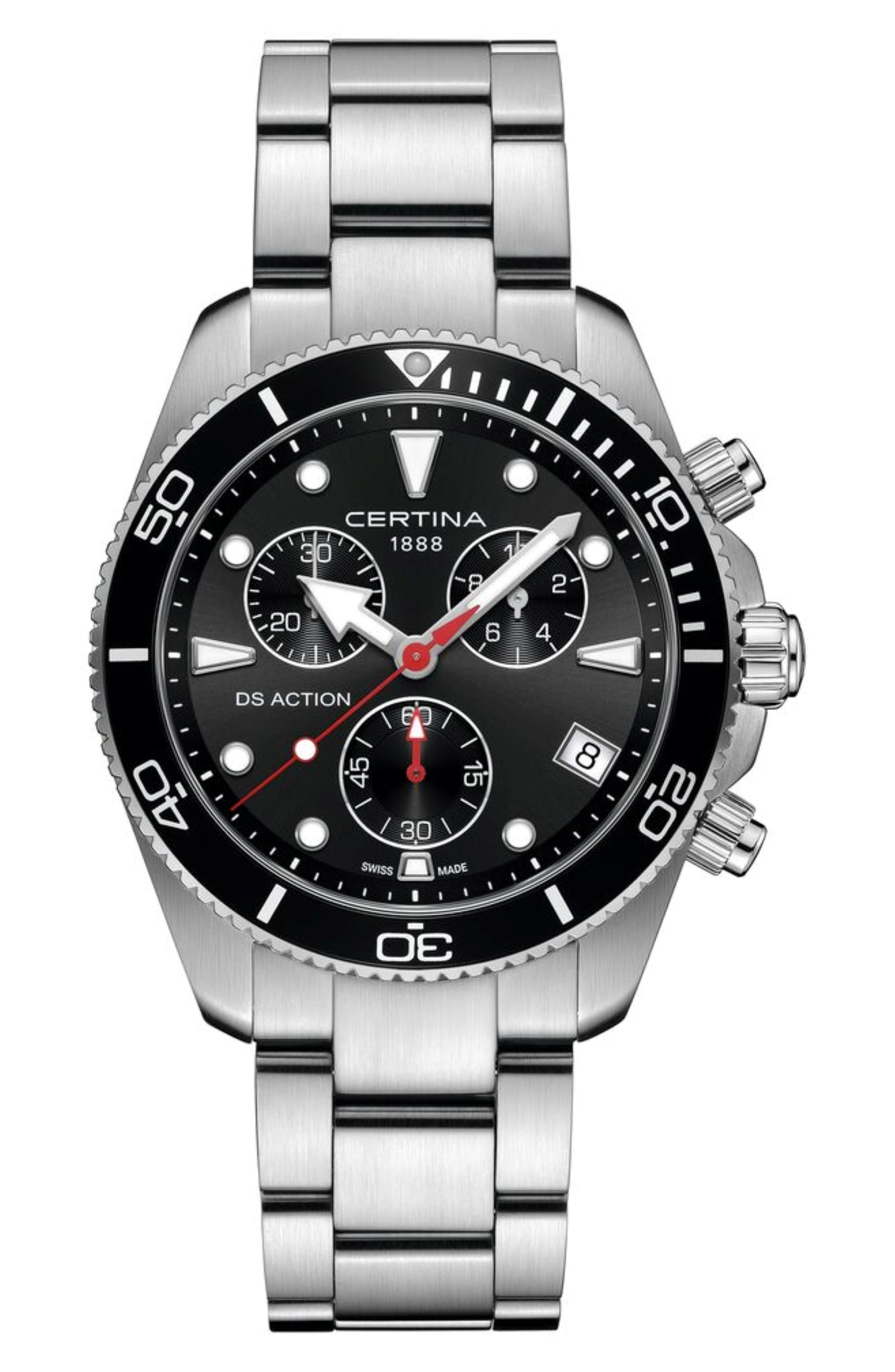 STAINLESS STEEL / BLACK DIAL