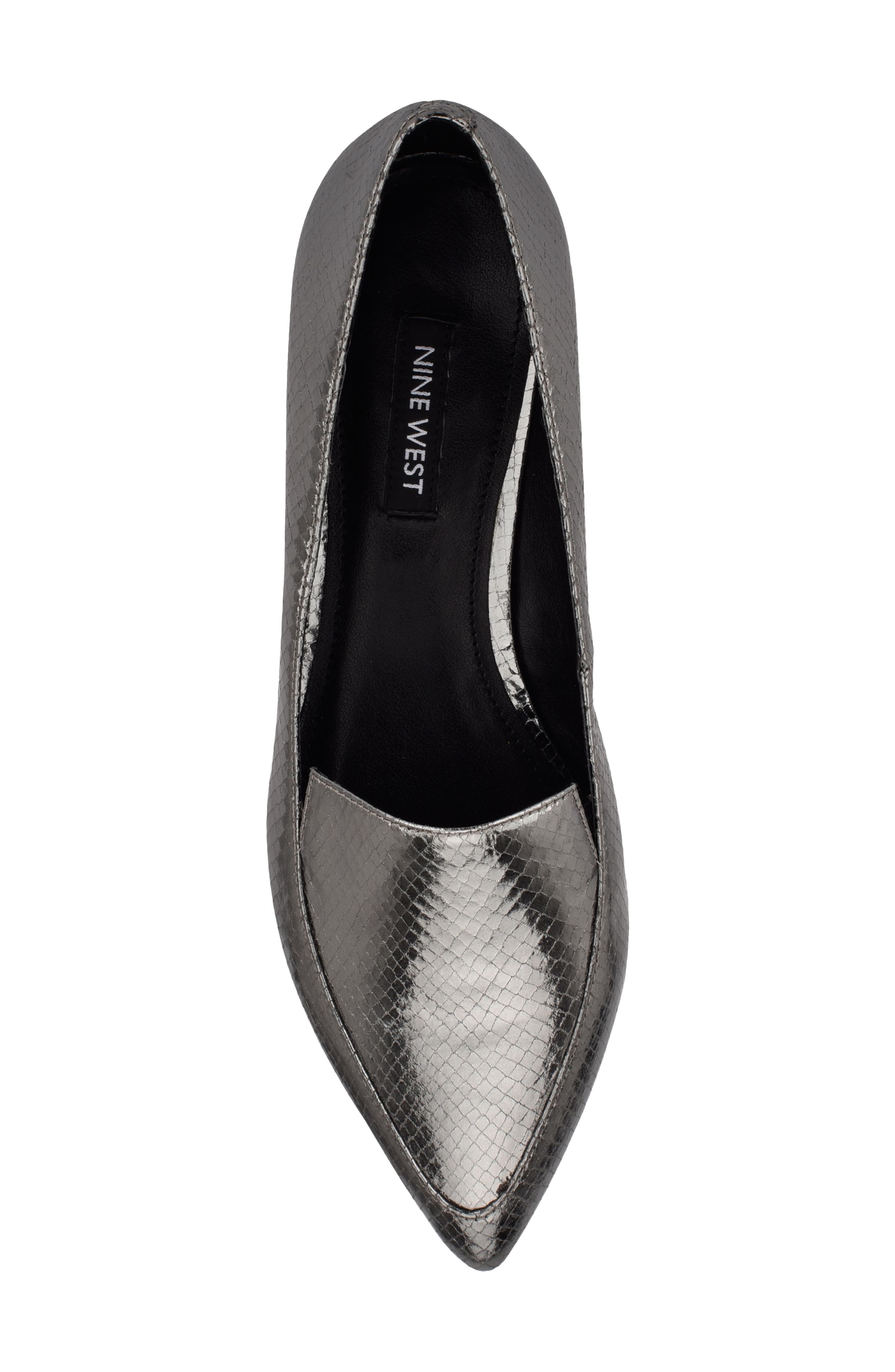 'Abay' Pointy Toe Loafer, Alternate, color, PEWTER METALLIC SNAKE