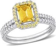 Julianna B. Sapphire & Diamond Halo Bridal Ring Set 14k