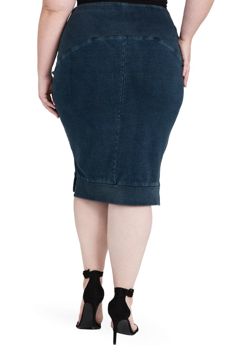 Kelly Side Slit Knit Pencil Skirt, Alternate, color, 2243ECLIPSE