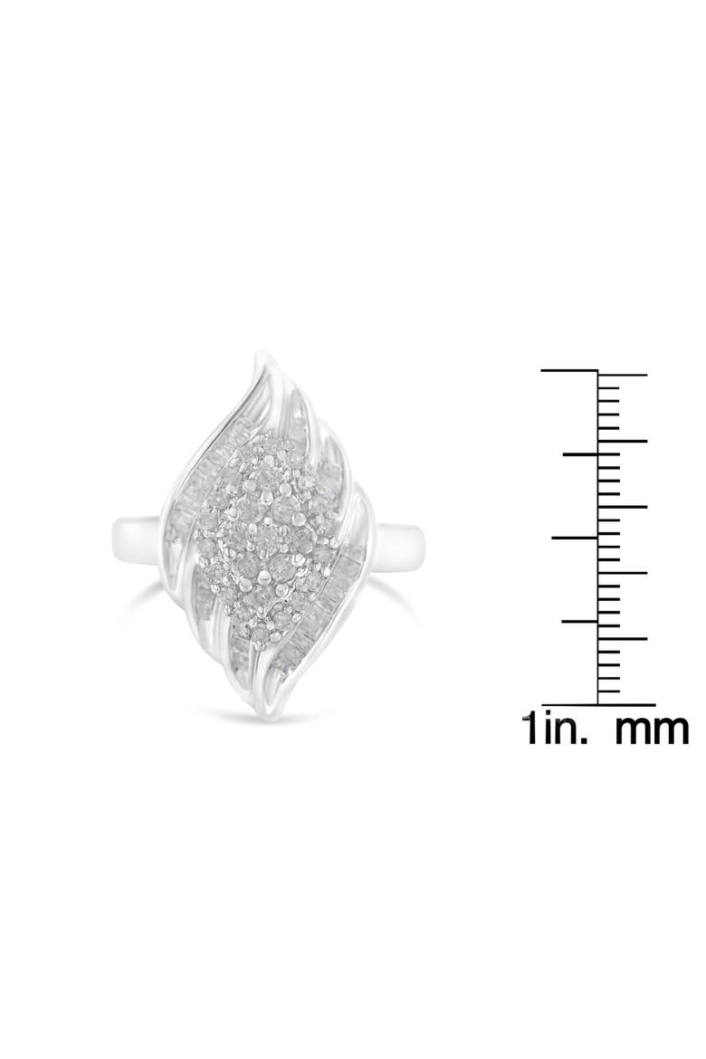 Silver 3/4 Cttw Diamond Stair-Stepped Cluster Waterfall Cocktail Ring, Alternate, color, Silver