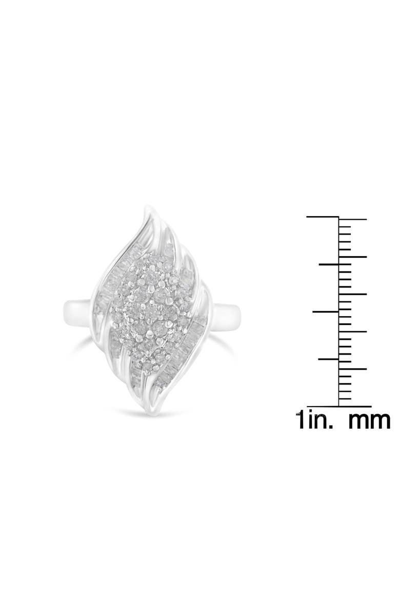 Haus of Brilliance Silver 3/4 Cttw Diamond Stair-Stepped Cluster Waterfall Cocktail Ring, Alternate, color, Silver