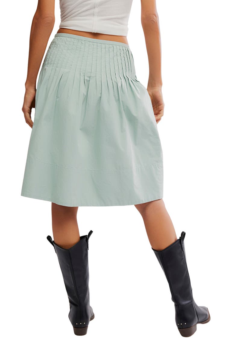 Peyton Pintuck Pleat Midi Skirt, Alternate, color, SEA SAGE