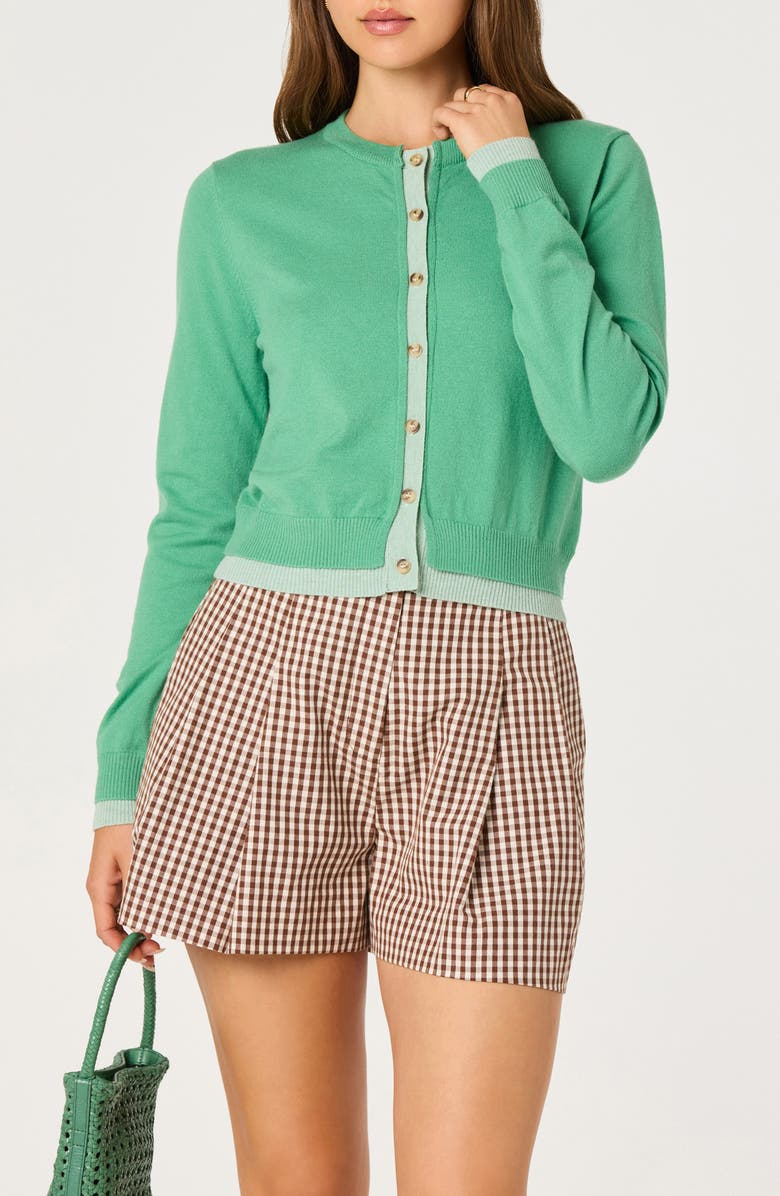 ASTR the Label Clovis Cardigan, Main, color, Green Color Block