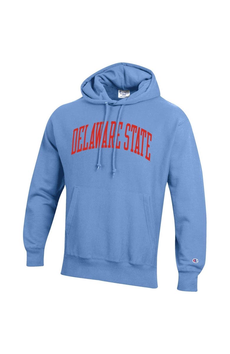 Champion Men's Champion Light Blue Delaware State Hornets Tall Arch Pullover Hoodie, Alternate, color, 