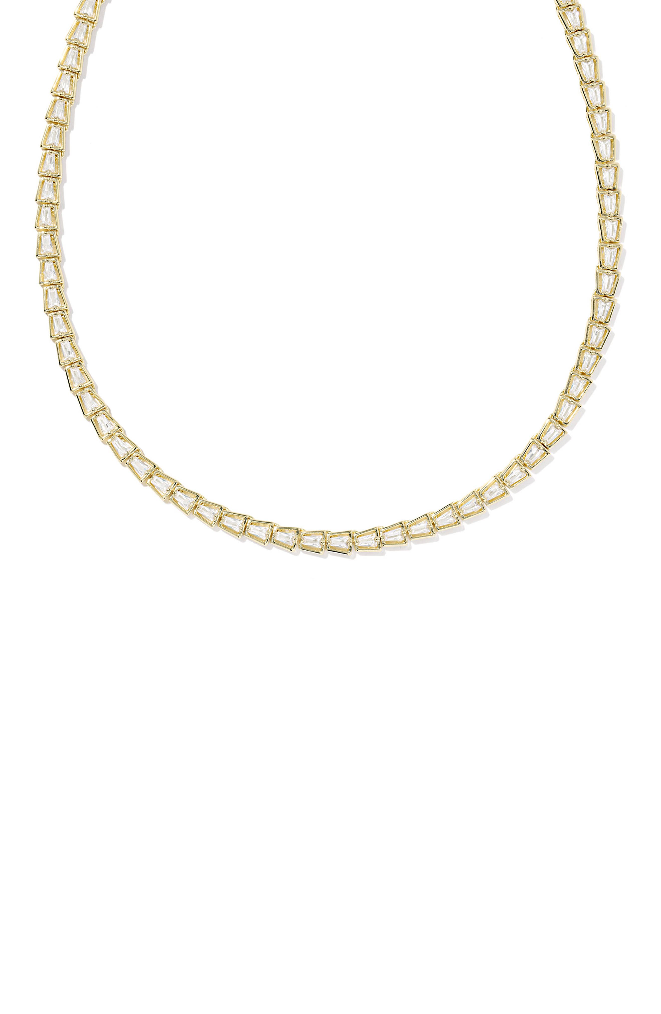 Kendra Scott Bella Cubic Zirconia Tennis Necklace in Gold White Cubic Zirconia 