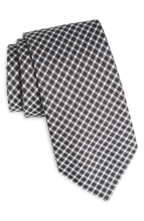 Angled Check Cotton & Silk Tie