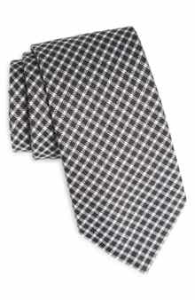 BOSS Angled Check Cotton & Silk Tie