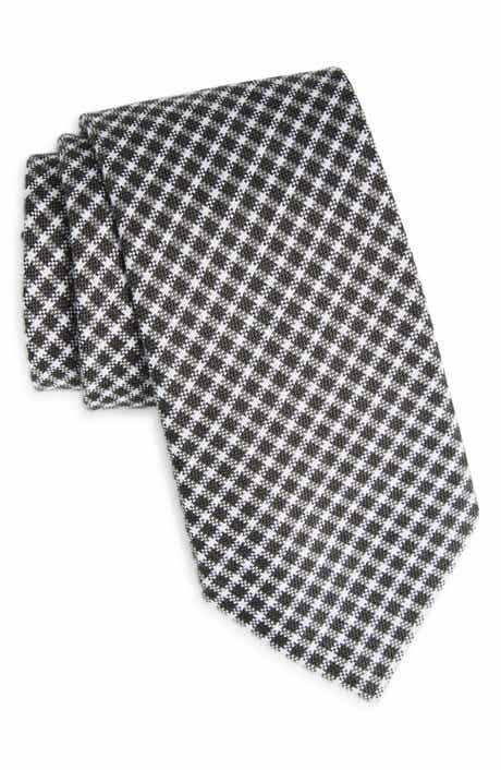 BOSS Angled Check Cotton & Silk Tie