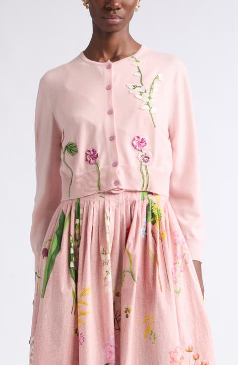 Classic Floral Embroidered Wool Cardigan