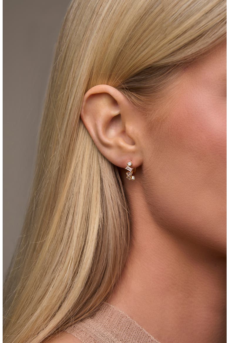 Mavis Huggie Hoop Earrings, Alternate, color, GOLD