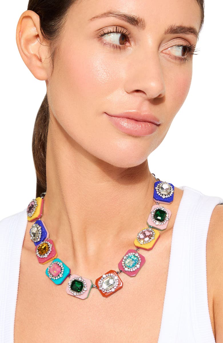 Kurt Geiger London Crystal Resin Square Collar Necklace, Alternate, color,