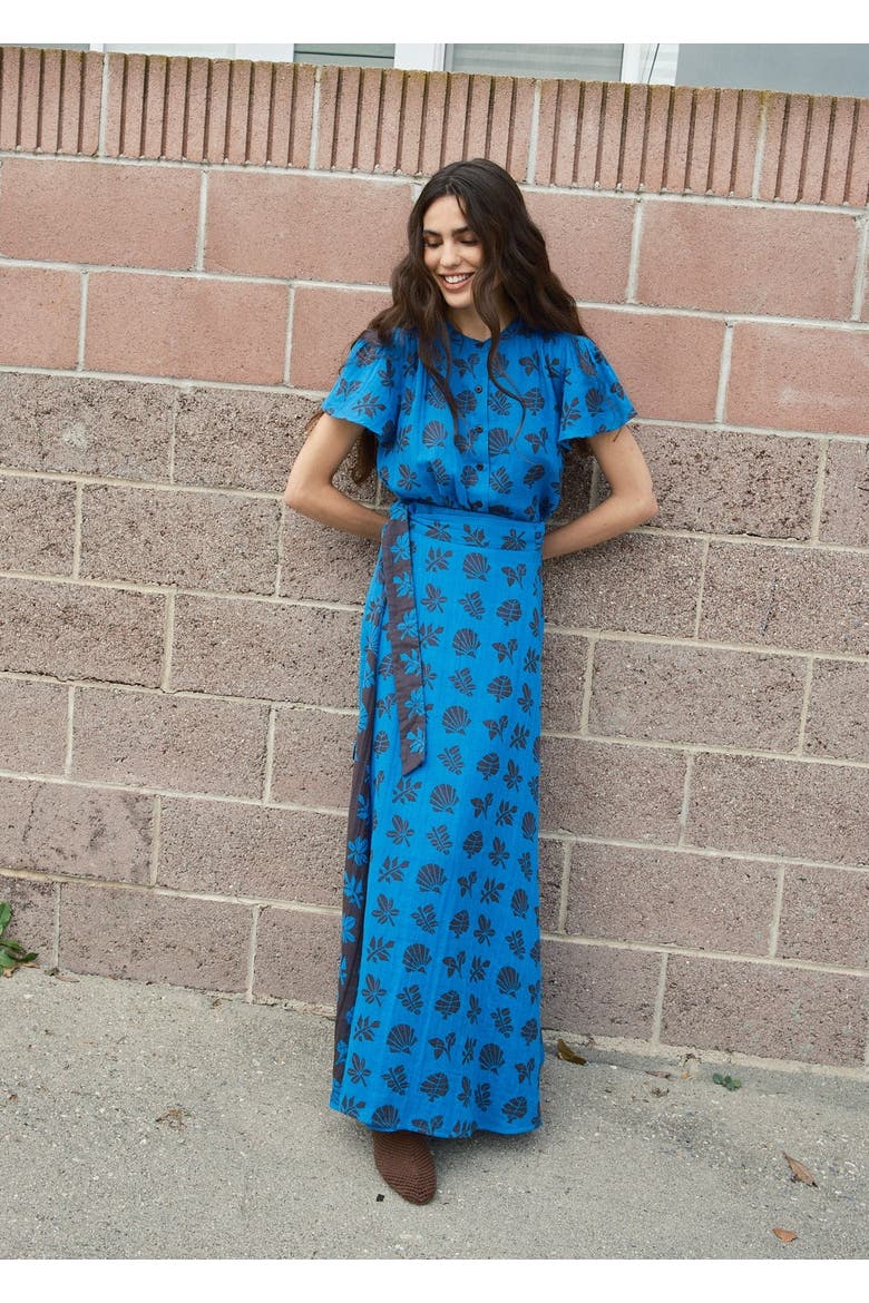 Sangria Reversible Maxi Wrap Skirt, Alternate, color, Azure