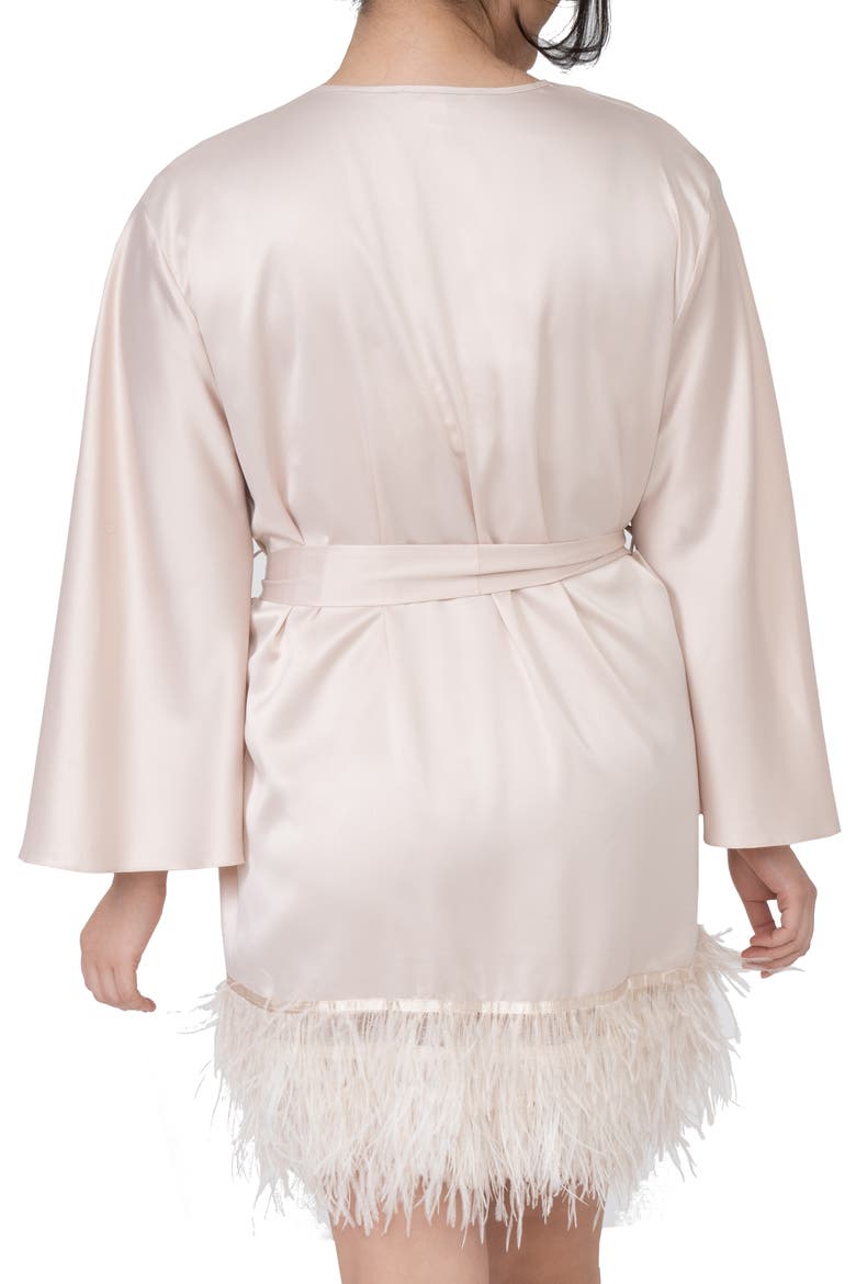 Swan Charmeuse & Ostrich Feather Wrap, Alternate, color, CHAMPAGNE