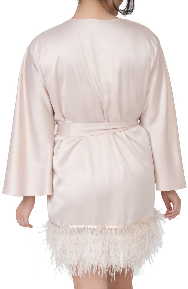 Rya Collection Swan Charmeuse & Ostrich Feather Wrap, Alternate, color, Champagne