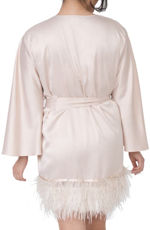 Rya Collection Swan Feather-hem Robe, Inclusive Sizing In Pink