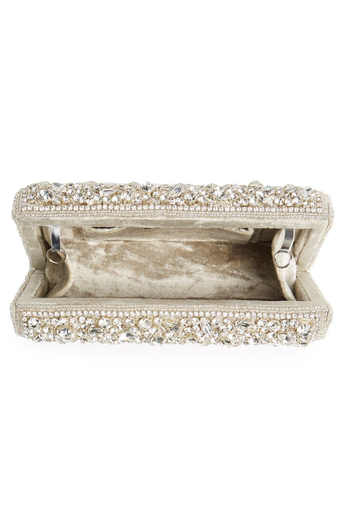Natasha Couture Beaded & Crystal Clutch, Alternate, color, SILVER