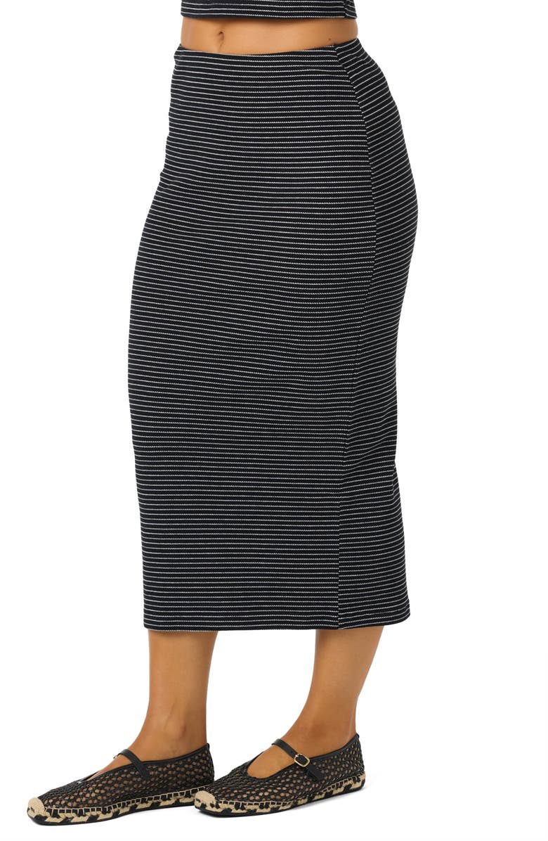 O'Neill Kavali Stripe Midi Skirt, Alternate, color, Black
