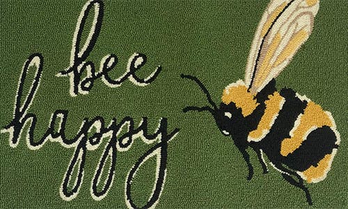 R16 Home Bee Happy Tufted Doormat In Green Yellow