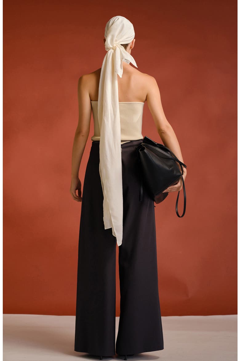 Pleated High Waist Wide Leg Pants, Alternate, color, BLACK