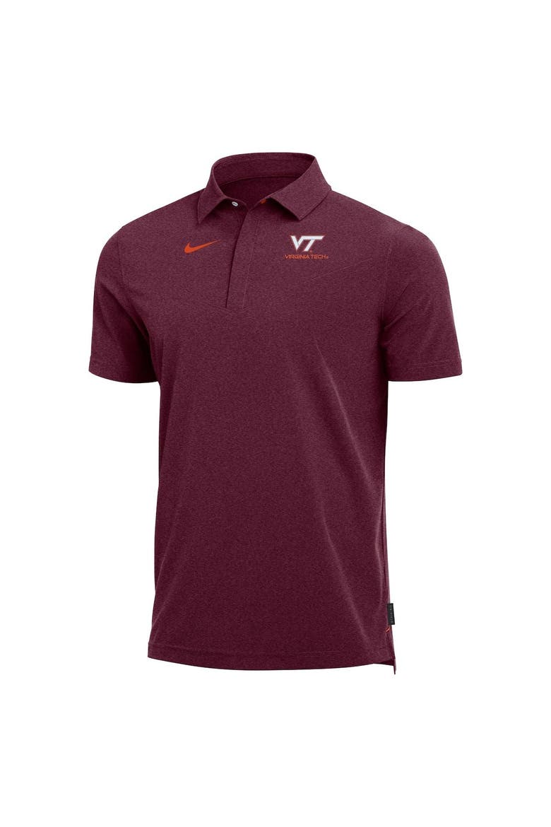 Men's Nike Heathered Maroon Virginia Tech Hokies 2022 Coach Performance Polo, Alternate, color, Heather Maroon