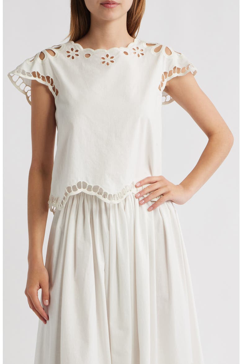 The Super Bloom Eyelet Top, Main, color, WHITE