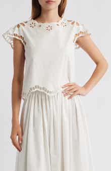 THE GREAT. The Super Bloom Eyelet Top