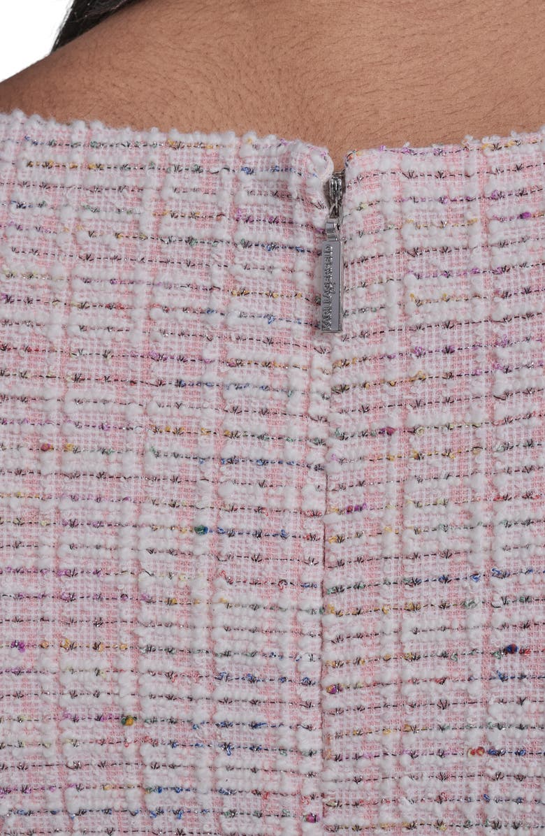 KARL LAGERFELD Frill Hem Metallic Tweed Dress, Alternate, color, Pink Multi