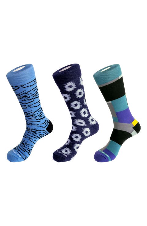 3-Pack Assorted Graphic Crew Socks