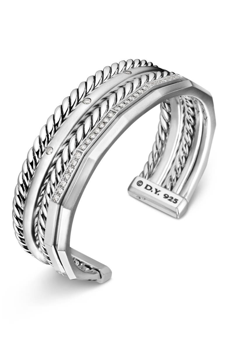 Stax Cuff Bracelet with Diamonds, Alternate, color, SILVER
