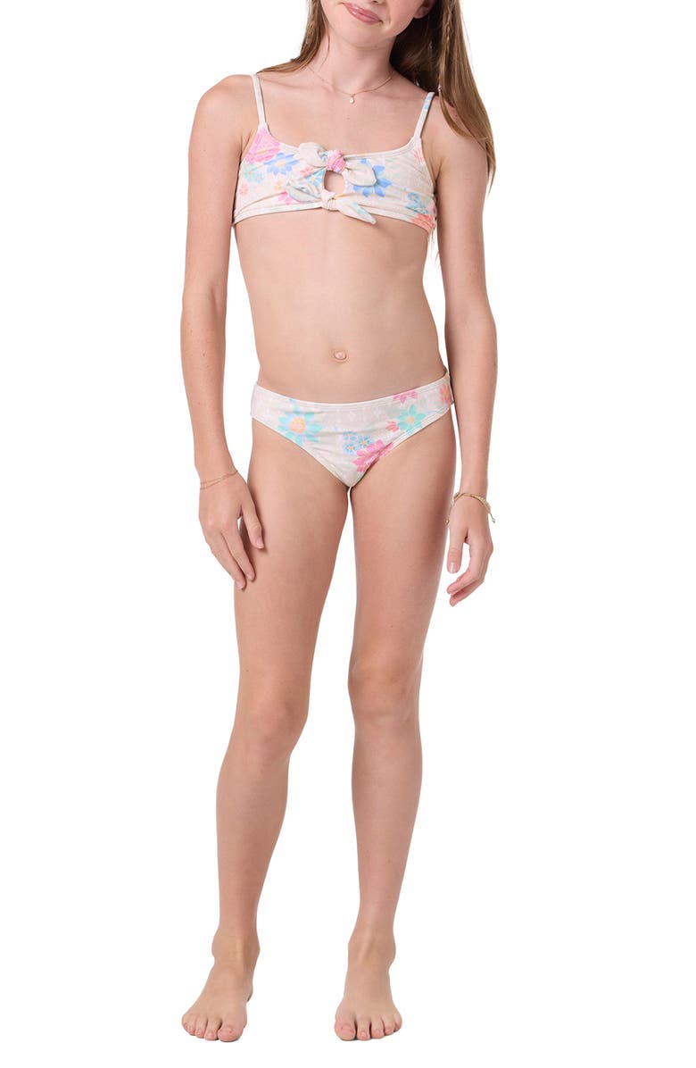 O'Neill Kids' Bali Floral Two-Piece Swimsuit, Alternate, color, Tapioca