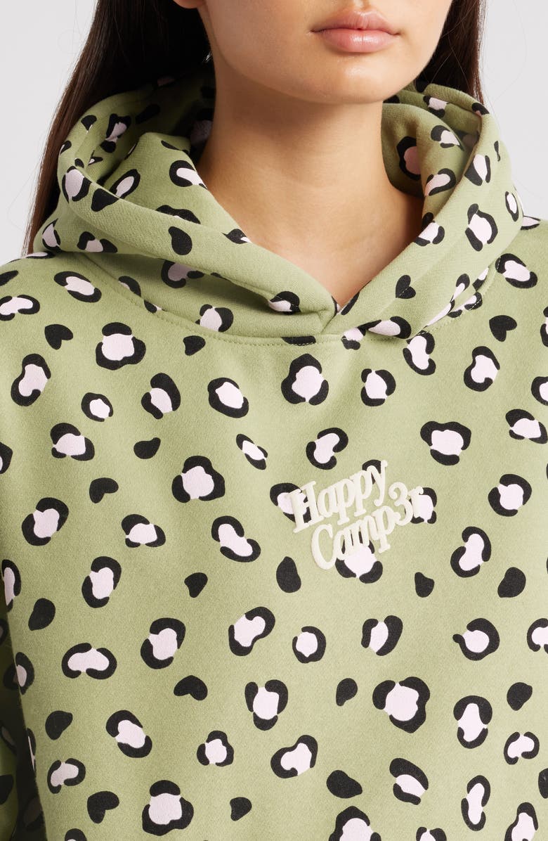 HAPPY CAMP3R Leopard Print Core Hoodie, Alternate, color, Olive