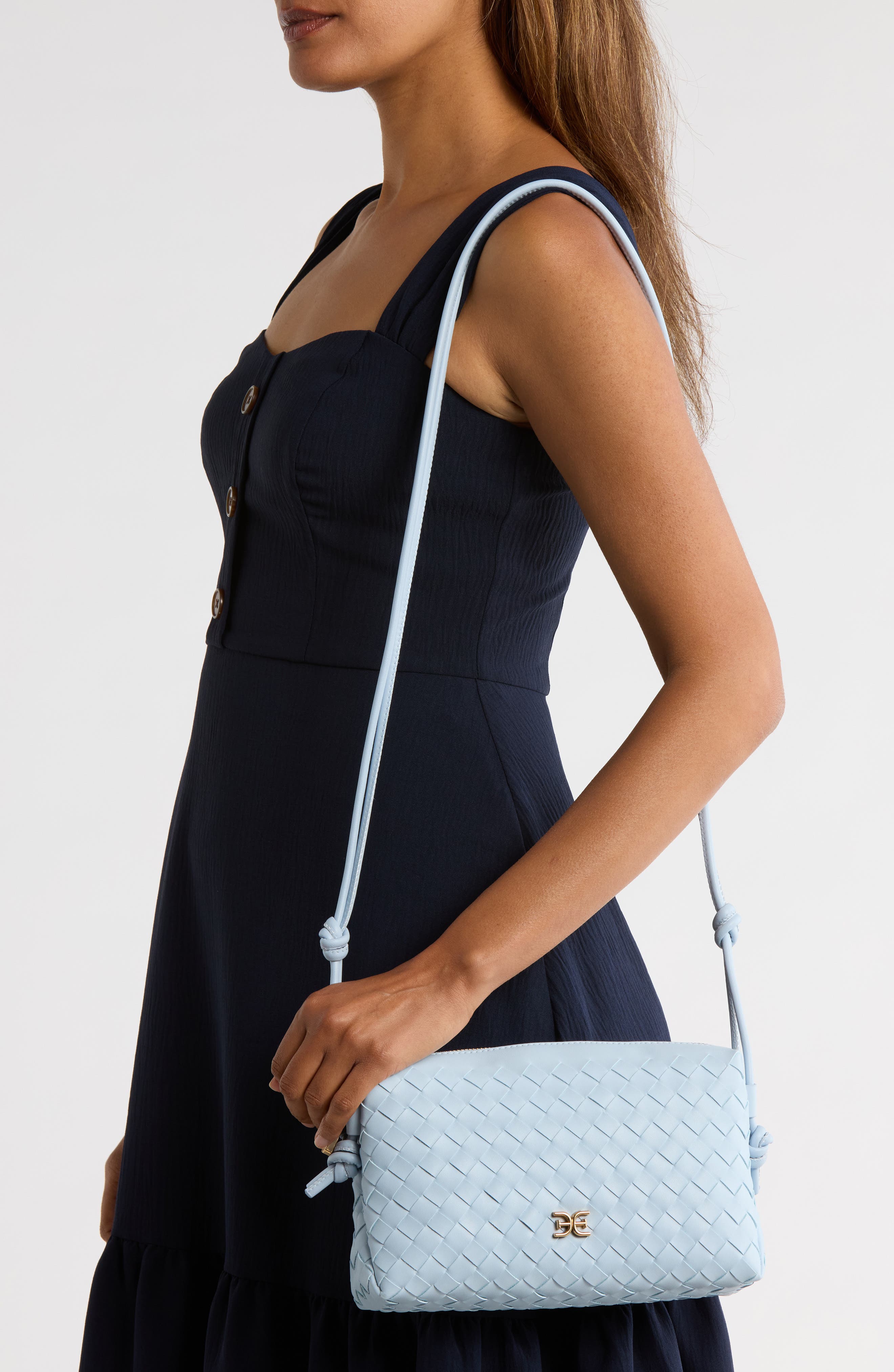 Sam Edelman Margo Small Woven Crossbody Bag, Alternate, color, Soft Blue