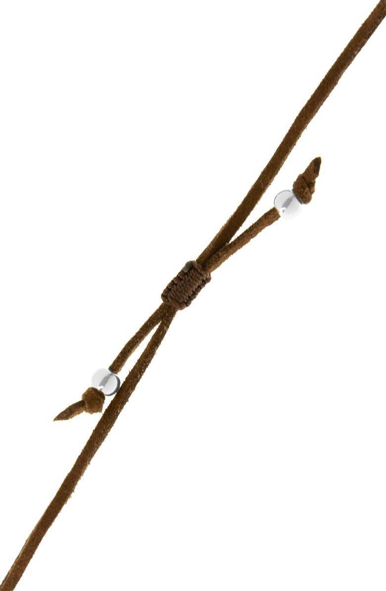 MARLYN SCHIFF Adjustable Heart Charm Suede Pendant Necklace, Alternate, color, Silver Brown