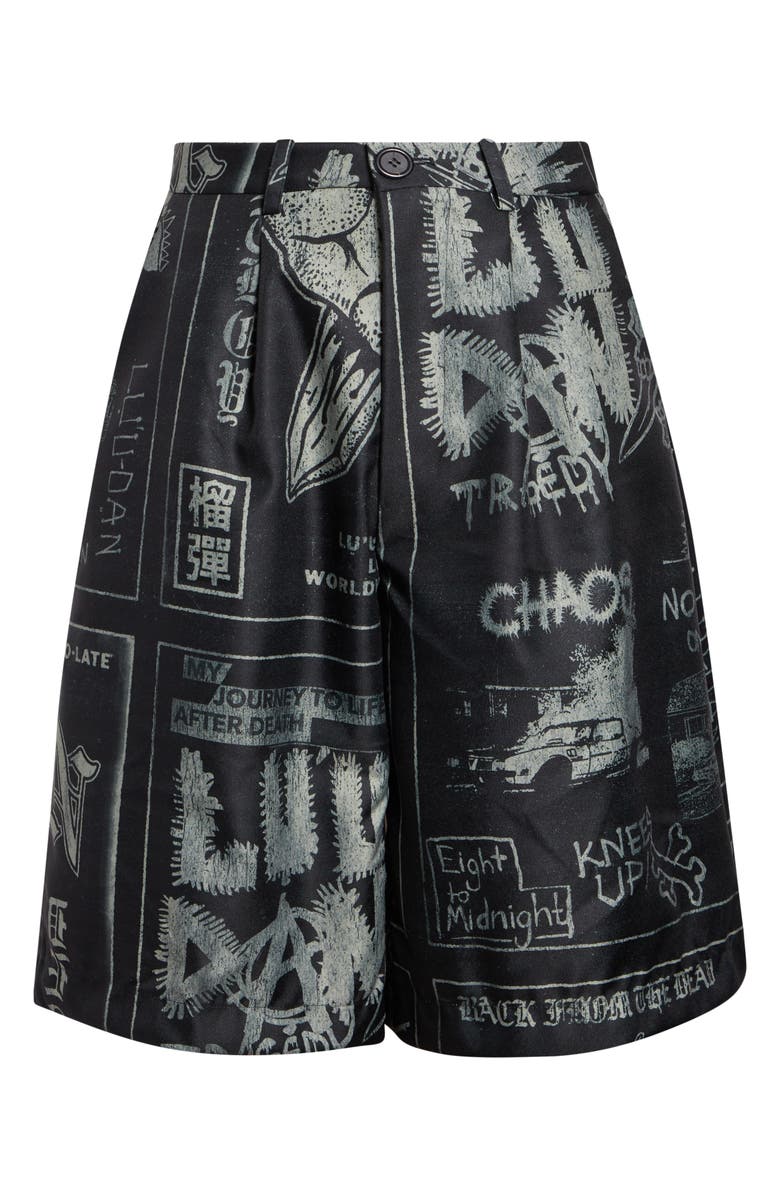 LU'U DAN Punk Flyer Print Wide Leg Shorts, Alternate, color, Punk Flyer