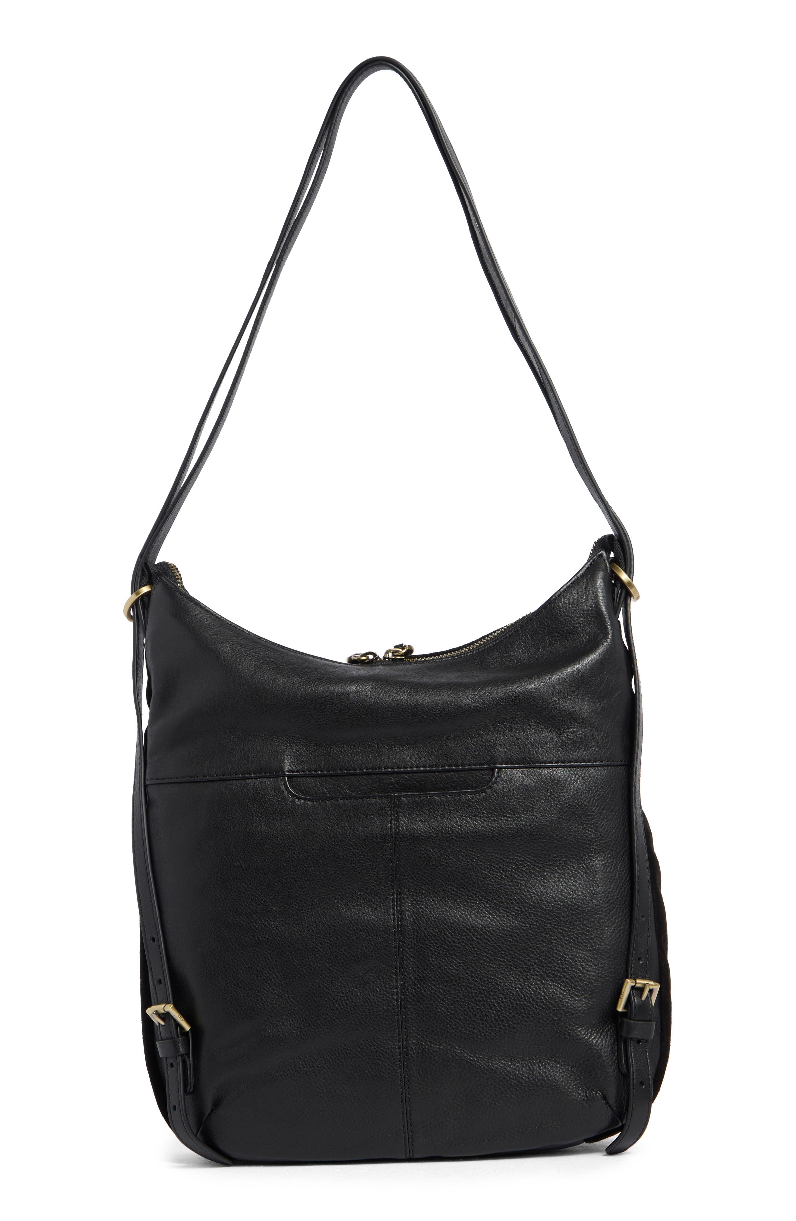 HOBO Merrin Convertible Leather Shoulder Bag, Alternate, color, Black
