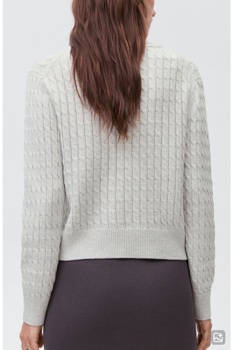 Cable Cotton Blend Sweater, Alternate, color, MEDIUM HEATHER GREY