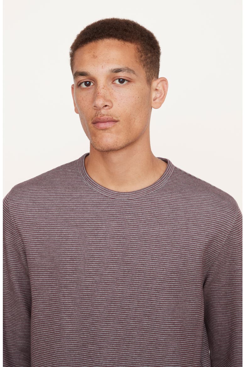 Double Stripe Long Sleeve T-Shirt, Alternate, color, MED H GREY/ BEET ROOT