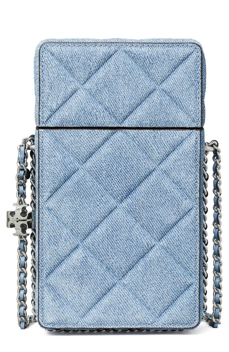 Tory Burch Fleming Denim Phone Crossbody Bag, Main, color,