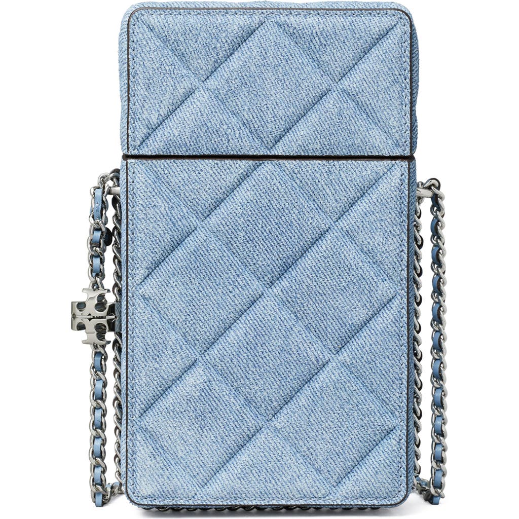 Tory Burch Fleming Denim Phone Crossbody Bag In Denim