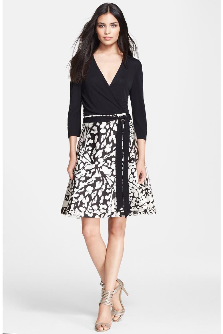'Amelia' Cotton Blend Wrap Dress, Main, color, BLACK LEOPARD
