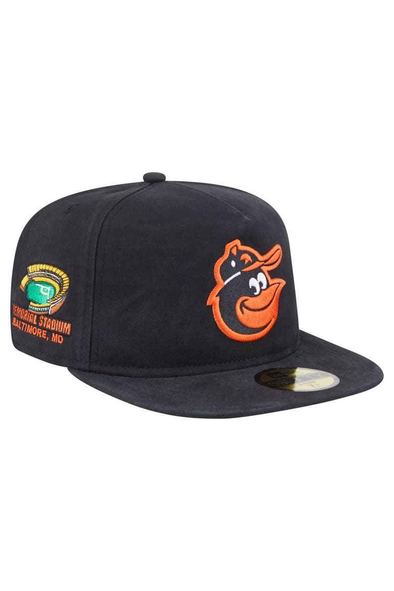 Men's New Era  Black Baltimore Orioles Championship Side Flag A-Frame 59FIFTY Fitted Hat, Alternate, color, Black