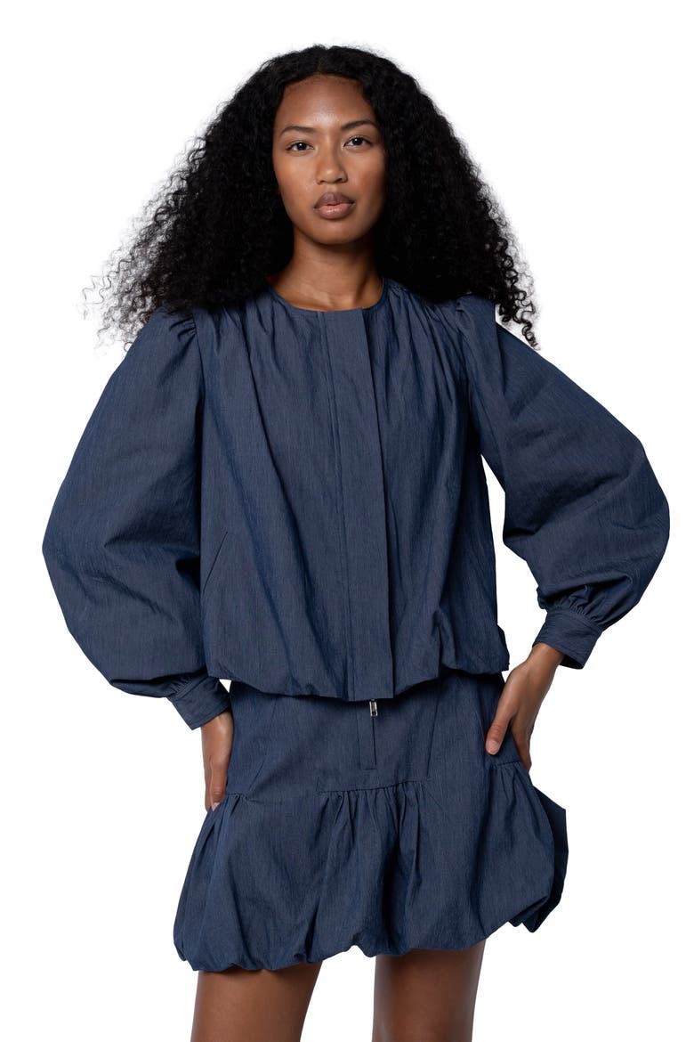 Donna Balloon Sleeve Cotton Blend Jacket, Alternate, color, DENIM BLUE