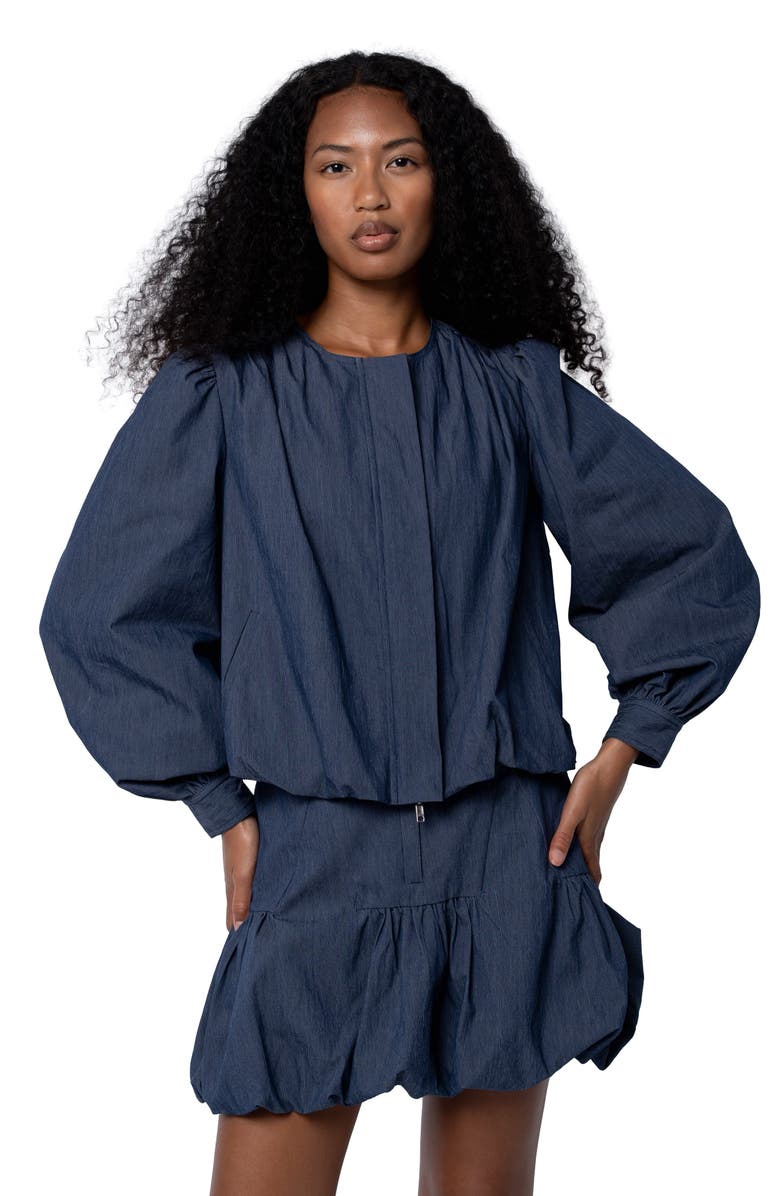 CIEBON Donna Balloon Sleeve Cotton Blend Jacket, Alternate, color, Denim Blue
