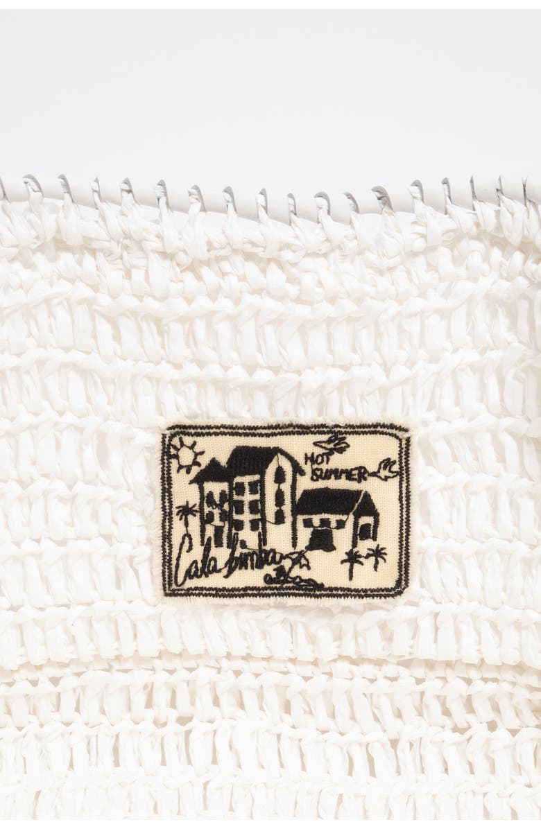 Bimba y Lola Large Raffia-Effect Shopper Bag, Alternate, color, White