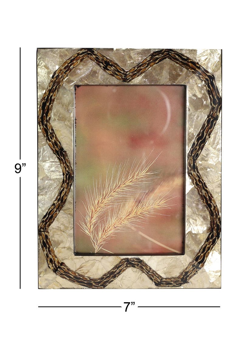 Rectangular Brown Inlaid Vervain & Capiz Shell Picture Frame, Alternate, color, BROWN